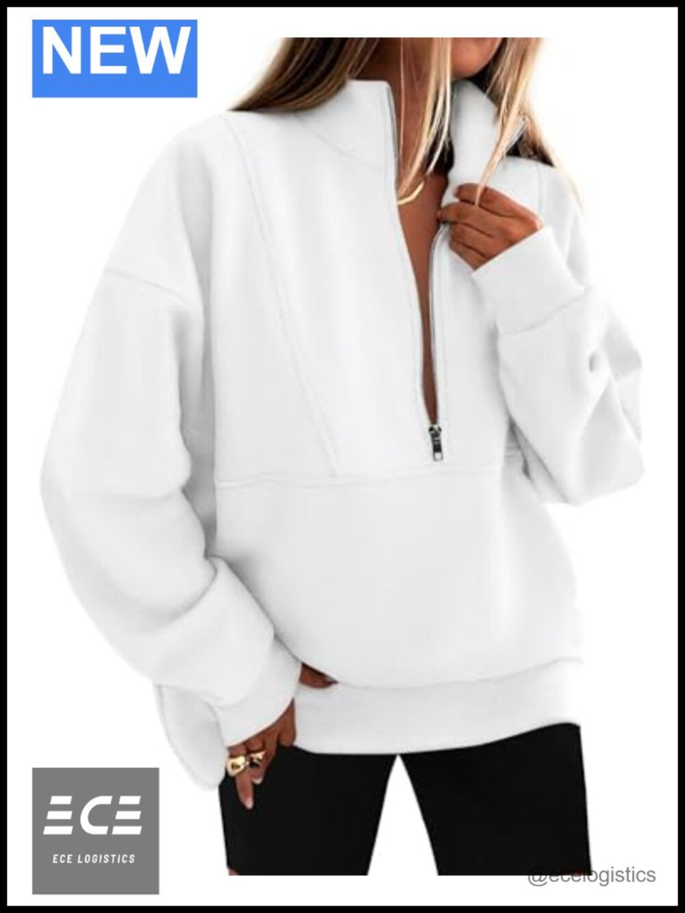 Half Zip Sweatshirt Oversized Mock Neck Pullover Fleece Lined